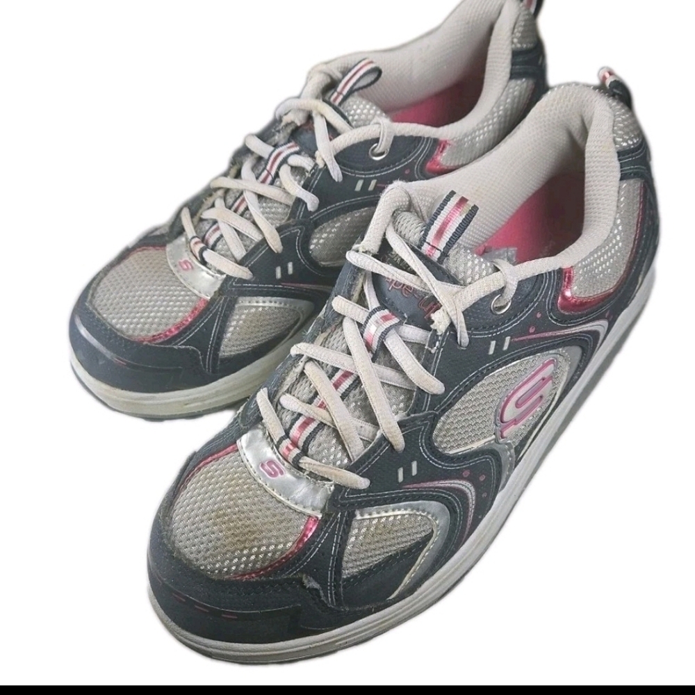 Skechers Women Leather Gray/ Pink Sz 10M Sneaker Barbie Y2k Boho[6C